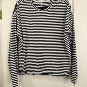 A New Day Navy and White Striped Long Sleeve Tee - Large